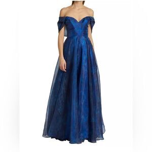 Rene Ruiz Collection Metallic Off-The-Shoulder Gown size 2